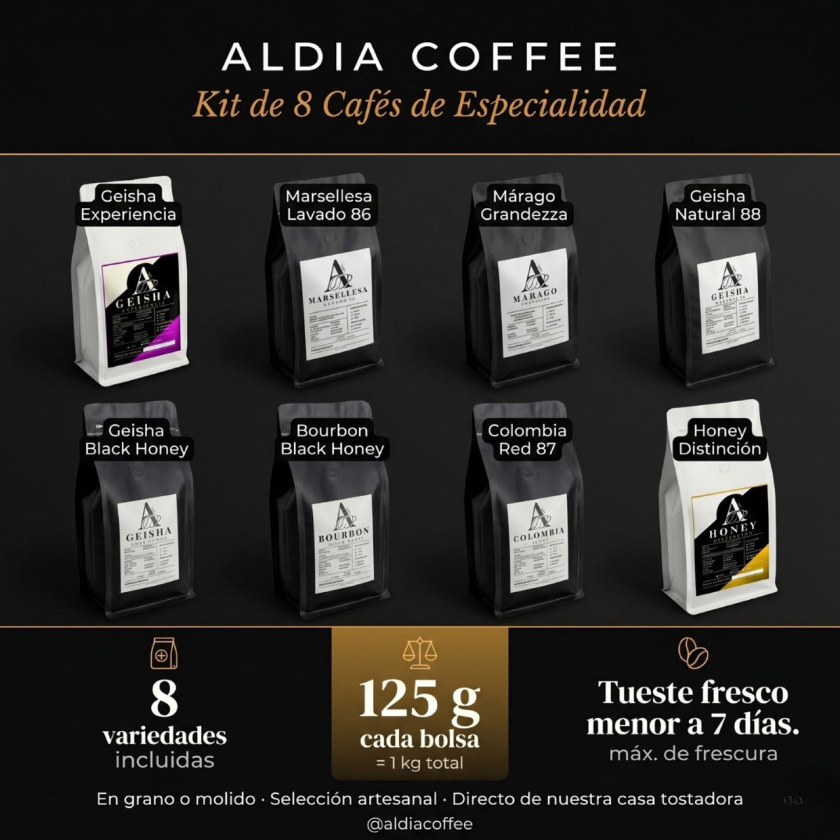 Kit 8 Cafés Aldia Coffee