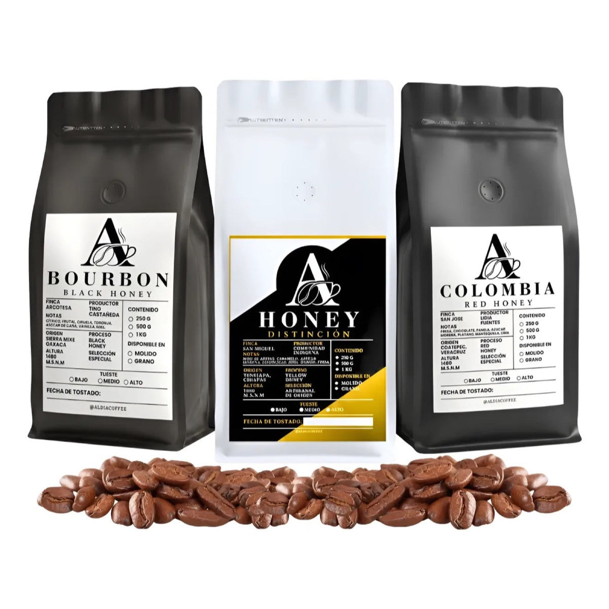 Kit Honey — Yellow, Red y Black Honey — Aldia Coffee